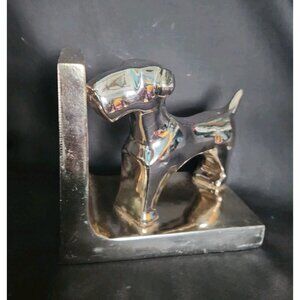 Vintage Single Art Deco Dog Chrome Colored Bookend Terrier Scotty
